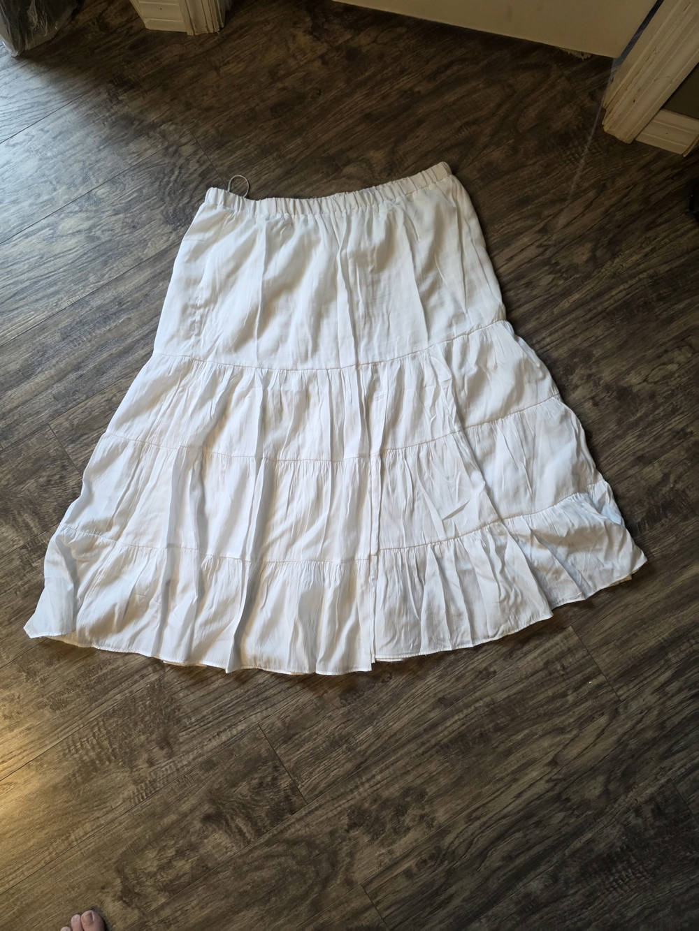 White Tiered Midi Skirt